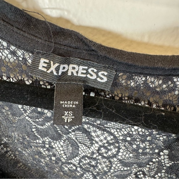EXPRESS mesh back black tee silver sequin short sleeve XS witchy festival goth - Picture 6 of 9